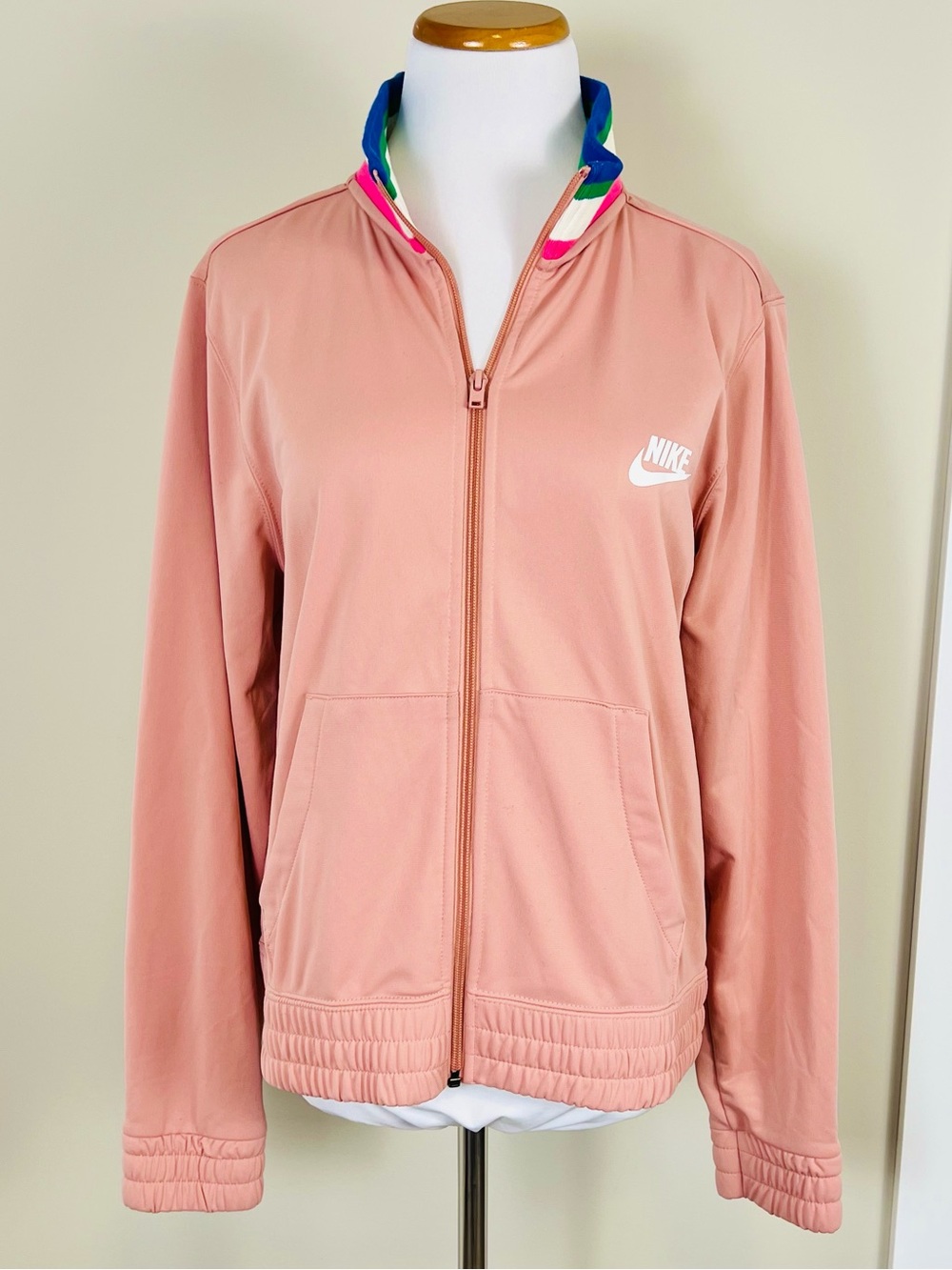 Nike Vintage Y2K Style Dusty Pink Full Zip Bomber Jacket